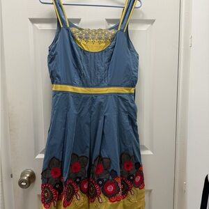 Pura Vida Blue and Yellow Floral  Dress
